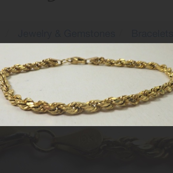 Other - Preloved Solid 10k Yellow Gold Rope Bracelet